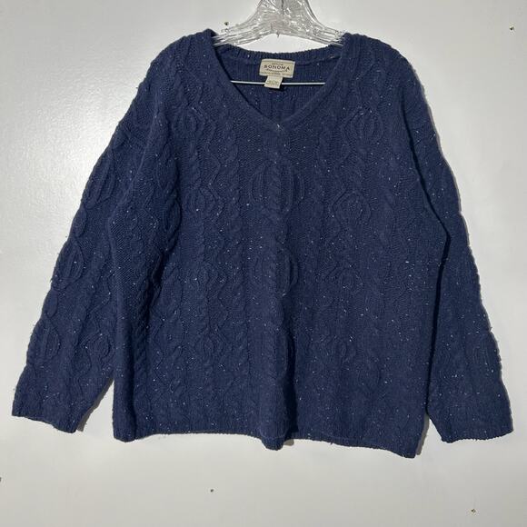 Sonoma Sweaters - Sonoma 100% Wool V-Neck Pullover Blue Knit Comfy Sweater Women’s Size Large
